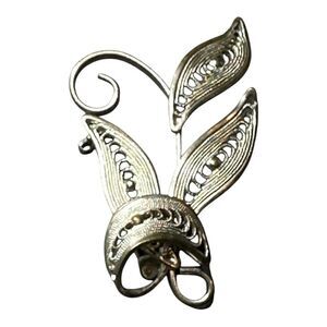 Western Germany signed Vintage Silver Leaf Brooch
